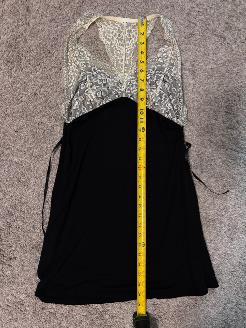 Adore Me Black and Ivory Lace Bodice Nightie Dress Size Large - Picture 13 of 13